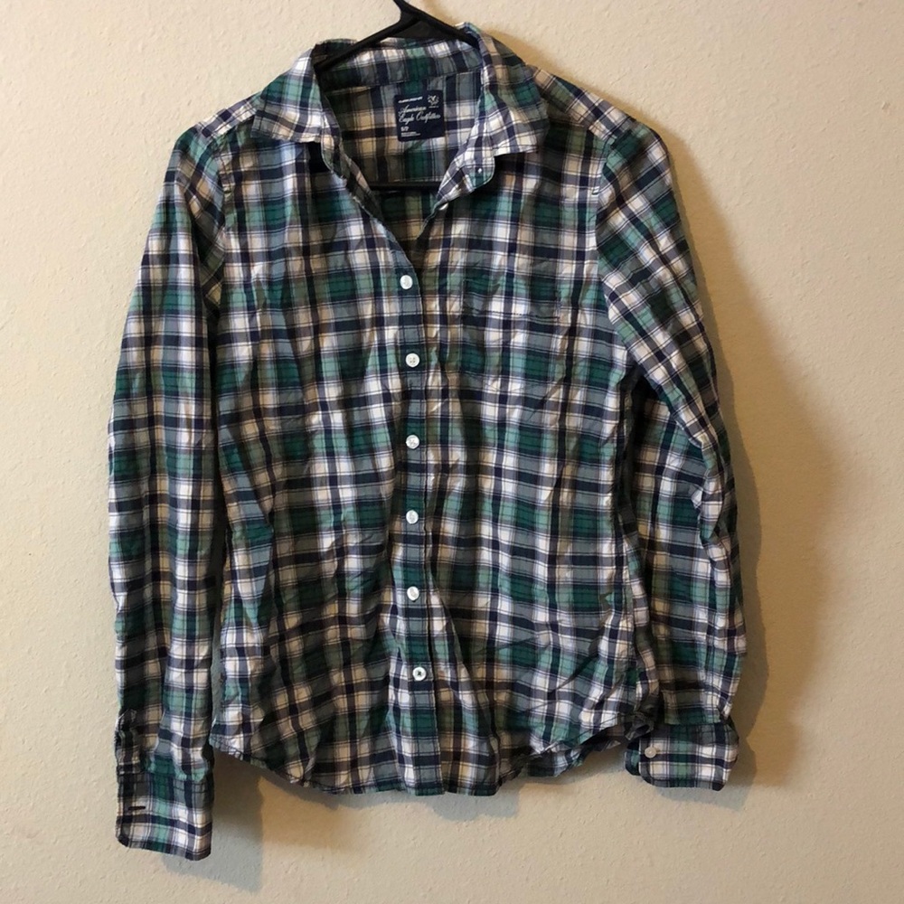 American Eagle Outfitters Green Plaid Shirt Small